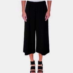 Lafayette 148 New York Black Wide Leg Cropped Culotte Pants Small